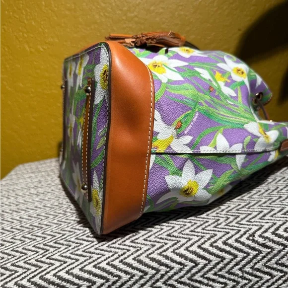 Dooney & Bourke Botanical Daffodil Drawstring Bucket Bag & Wristlet Set - Purple - Picture 9 of 16